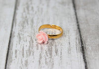 Tiny Petals Stacking Ring ~ Sunset Pink Rose